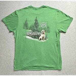 Magellan Outdoors Shirt Mens Large Green Dog Forest Graphic Tee Outdoor Hiking